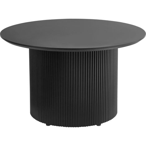 Table Basse Moderne Base en Métal ø 50 cm Plateau en MDF Noir Leona