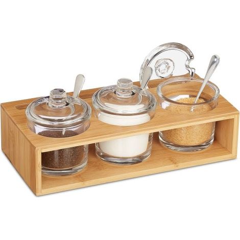 Set of 3 spice jars with bamboo holder (1/5)