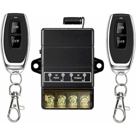 Commutateur sans fil à relais,328FT 220V / 230V / 240V /relais 40A Commutateur RF sans fil pour appareils ménagers, pompe, plafonniers et équipeme (Remote Switch Black) (1/5)
