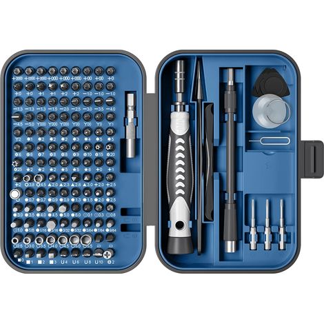 Jeu de tournevis magnétiques (130 en 1 (bleu)), portable, adapté à la réparation de téléphones portables et d'ordinateurs (1/5)