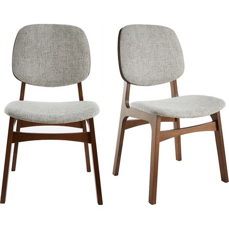 Sedie vintage in tessuto grigio chiaro e base noce (set di 2) SOQUETTE