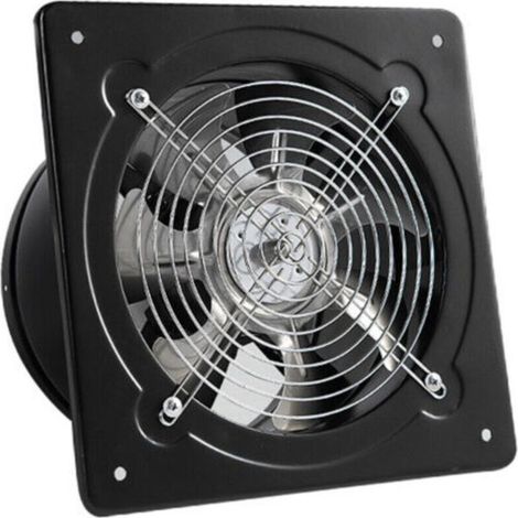 Ventilateur de Salle de Bain Métal 100mm，50W Ventilateur Mural Salle avec Ventilé Amortisseur de retour pour la Cuisine, le garage (Noir) (1/4)