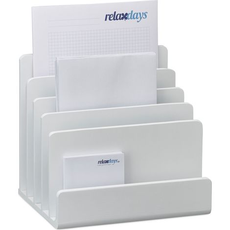 Relaxdays – Trieur de documents en bambou – Organiseur de bureau 5 casiers – Dimensions 23x24,5x20,5cm – Pour lettres et brochures A4