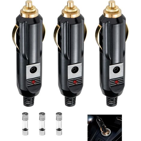3 Pièces Prises Mâles pour Allume-Cigare 20 A, Prise Allume-Cigare 12 V/24 V with LED Rouge, avec 3 Fusible 20A, 6 × 30 mm 20A 250V, Connecteurs Haute Puissance pour Voiture, Camion, Accessoires Auto (1/5)