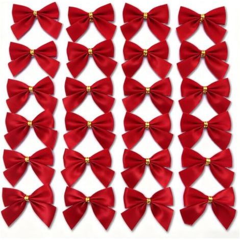 Nœuds en velours rouge – Décoration pour sapin de Noël – Cadeaux de Noël – Arts créatifs - 24 pièces (1/5)