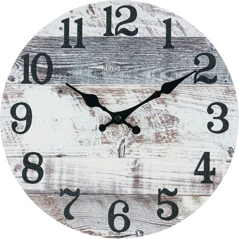 Horloge Murale - Mécanisme Silencieux Sans Tic-Tac - Style Rustique Vintage Pour Cuisine Salle De Bain Chambre Salon Bureau - Diamètre 30 Cm - 1 Pièce (1/5)