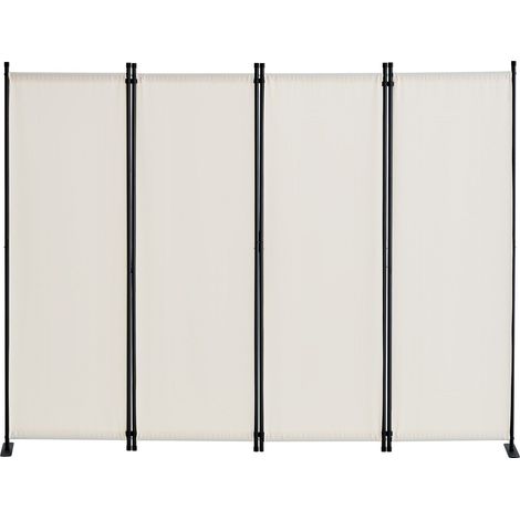 Paravent pliable 4 panneaux, cloison en tissu autoportante pour bureau, chambre et salle à manger, séparation élégante et pratique. (1/5)
