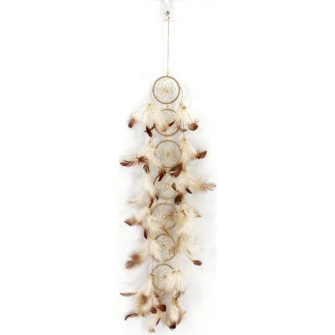 Attrape-rêves en plumes, pendentif à sept anneaux, décoration murale (1/4)