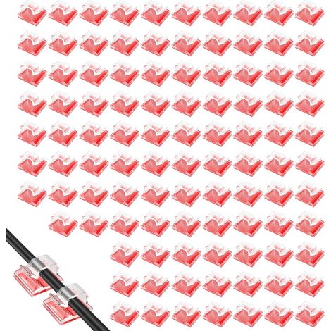 100 Stück selbstklebende Kabelclips, selbstklebende Kabelbinder, Wandklebehaken, transparenter Kabel-Organizer zur Aufbewahrung, Befestigung und Kabelmanagement, Klebeclips für Zuhause (1/5)
