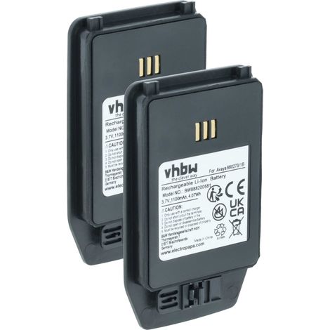 vhbw 2x Akku Ersatz für Avaya 660273/1B, 1220187 für Handy Smartphone Telefon (1100 mAh, 3,7 V, Li-Ion)