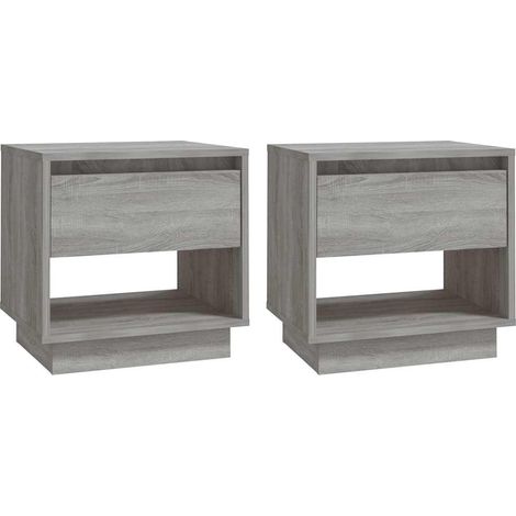 Maison Exclusive - Mesitas noche 2 uds madera ingeniería gris Son (1/5)
