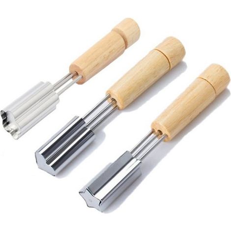 Dailygoods，Juego de 3 cortadores de galletas，Cortadores de galletas de acero inoxidable，Cortadores de verduras，Mango de madera (1/5)