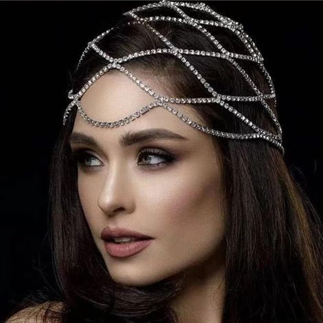 Copricapo con nappe di strass, accessori per capelli femminili degli anni '20. (1/4)