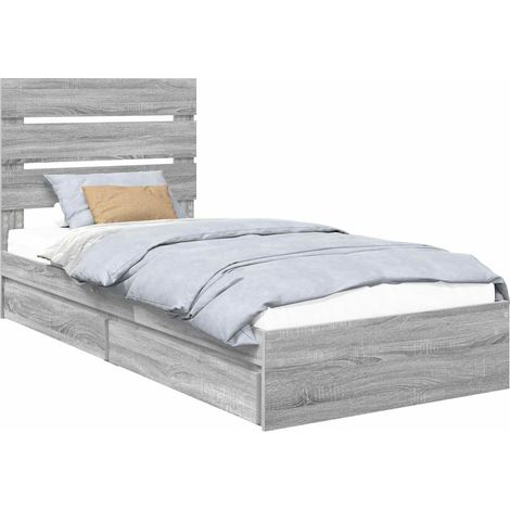 Storage Bed with Drawer Grey Sonoma 70 x 190 cm Engineered Wood vidaXL
