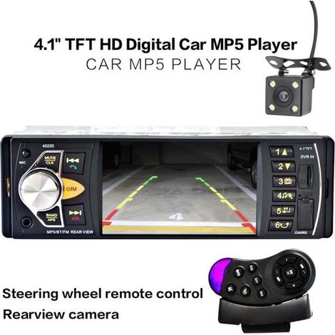 12V 4.1 \'\' HD TFT Bluetooth Car Stereo Auto Radio Voiture MP4 MP5 Player Autoradio avec caméra de recul Télécommande FM / SD / AUX (1/3)