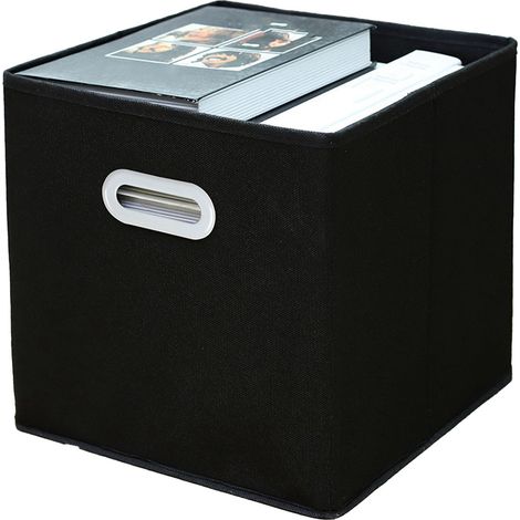 11in Tissu Cube de Rangement Pliable avec Poignées, Grand Panier de Rangement Pliable pour Placard Maison, Noir (1/5)