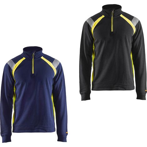Blaklader Warnschutz Arbeits-Sweatshirt 3432 - XL - Blau/Gelb