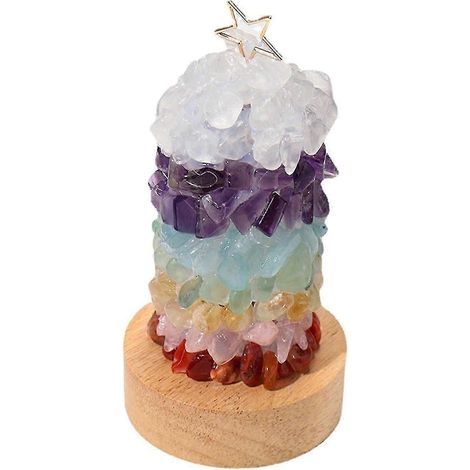 Lámpara de luz fría, luz nocturna de piedra rota de cristal natural de siete colores, lámpara de mesita de noche DIY de piedra preciosa original de siete colores, luz nocturna con enchufe USB, (1/5)