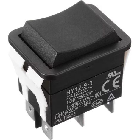 HY12-9-3 Wippschalter, 6-poliger Wippschalter mit Lichtbogenform, 125/250 V, 18/20 A, Industriequalität, KODU Electrical Components (1/4)