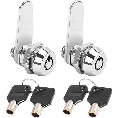 2 Pièces 16mm serrure à came tubulaire à filetage, serrure à cylindre verrou de serrures pour barillet boîte aux lettres pour porte tiroir placard, boîte aux lettres avec clés identiques (1/5)
