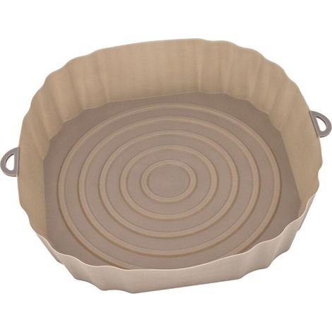 20Cm Friteuses à Air Four Plaque de Cuisson Poulet Frit Panier Tapis AirFryer Silicone Pot Rond Replacemen Grill Pan Marron (1/4)