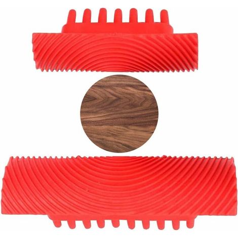 Outils de Peinture en Caoutchouc,DIY M-Forme Outil de Peinture en Caoutchouc, Murale Veinure Grain De Bois Boisette Peigne Decor Art pour Mur Meubles Porte Table (9cm/13cm) 2 Pcs Lefou (1/5)