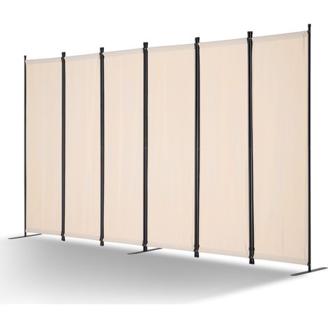 VEVOR Paravent Multifonctionnel a 6 Panneaux, Cloison de Separation Autoportant 311 x 180,5 cm, Separateur de Pieces Interieur Pliable, Brise-vue pour Confidentialite, Bureau, Chambre, Salon, Beige