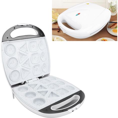 Gofrera eléctrica compacta con asa de seguridad y placa de aluminio antiadherente – 13 cavidades – 110 V (EE. UU.) – para gofres y desayunos. (1/5)
