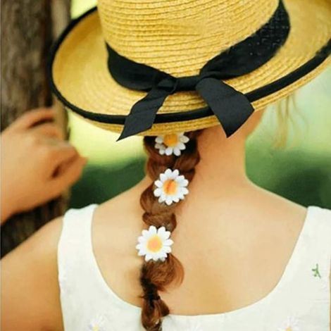 Matériaux pour réaliser soi-même une couronne de fleurs composée de 100 marguerites et tournesols, décorations faites main, têtes de fleurs, fleurs en soie, fleurs artificielles, accessoires, blanc. (1/5)
