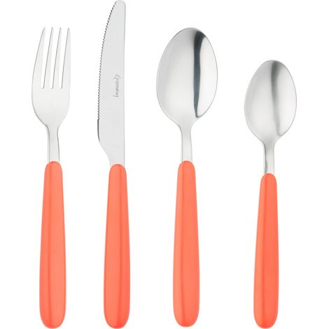 Couverts de bistro, ensemble de 16 pièces, acier inoxydable 18/0, manche arrondi, corail (1/5)