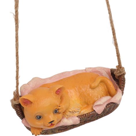 Figurine de chat en résine, chaton jaune, ornement à suspendre pour la décoration intérieure et extérieure. (1/5)
