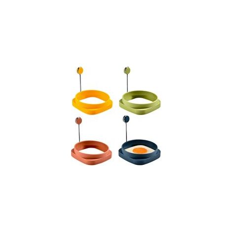 Moule oeuf au plat, 4 Pcs Casserole à Œufs Frits Pan Rond/Carré Pancake Egg Shaper Silicone Fried Egg Shaper pour Oeufs Pochés Pancake Viande Frite 8