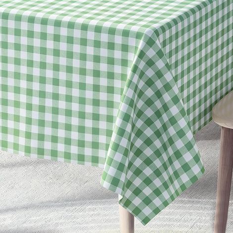 Nappe Vichy Vert Sauge, 120x120cm PVC Nappe Exterieur Impermeable Jardin Toile Cirée Anti-Tache pour Tables Carrées et Rondes, Nappes pour Table De Fête, Mariage, Terrasse, Pique-Nique (1/5)