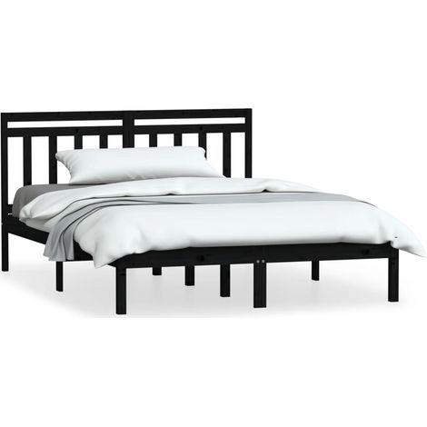 Maison Exclusive - Massivholzbett Schwarz Kiefer 140x190 cm