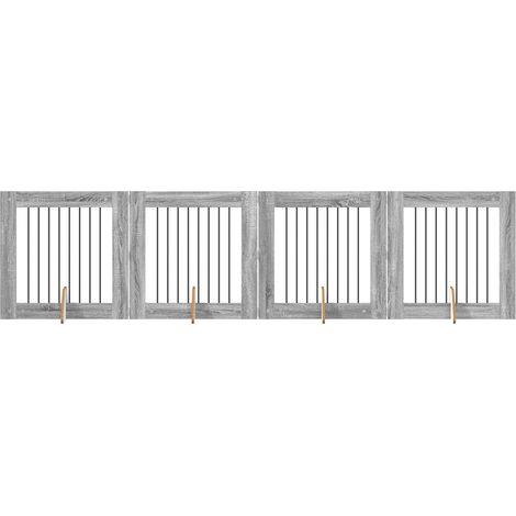 Dog Gate with Stands 4 pcs Grey Sonoma 80 x 80 cm vidaXL