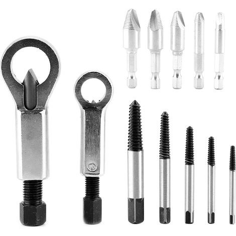 Lot de 12 extracteurs de vis et boulons rouillés, démonteur d'écrous endommagés, outil de retrait pour filetages grippés (1/4)
