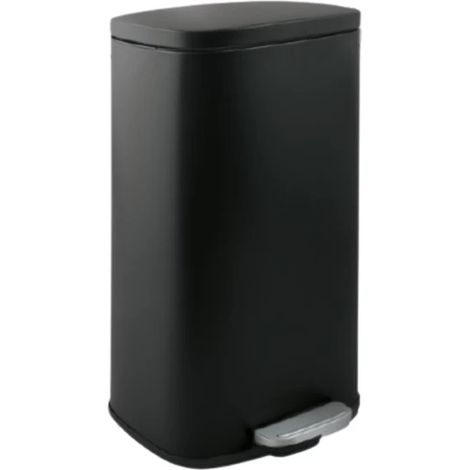 Poubelle à pédale de cuisine grande capacité Acier AKIRA 50L Noir mat Spirella (1/5)