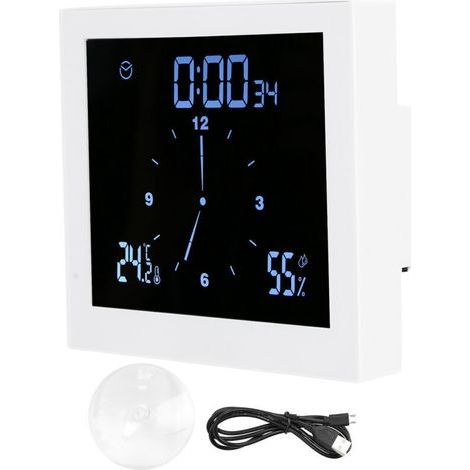 TS-WP10 Shower Clock, Innovative Timer, Waterproof Thermometer, Hygrometer, Bathroom Supplies (White) (1/4)