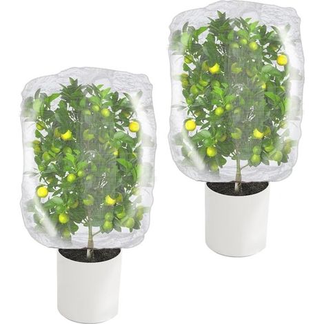 Confezione da 2 retine per insetti da giardino a maglia fine con coulisse (80x100 cm) - Rete bianca per la protezione di ortaggi, uccelli e fiori (1/5)