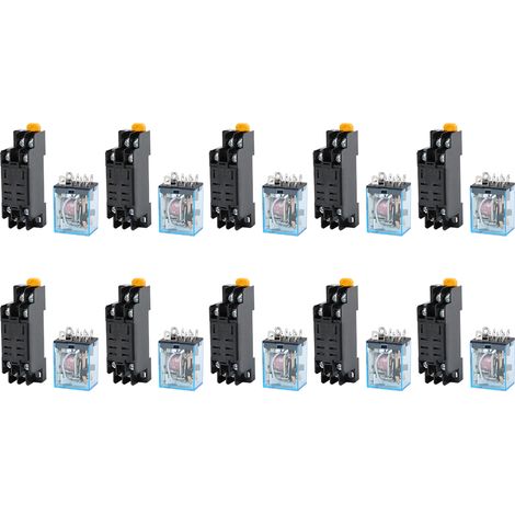 Lot de 10 relais de puissance 8 broches avec socle, bobine 220V CA, équipement électrique universel (1/5)