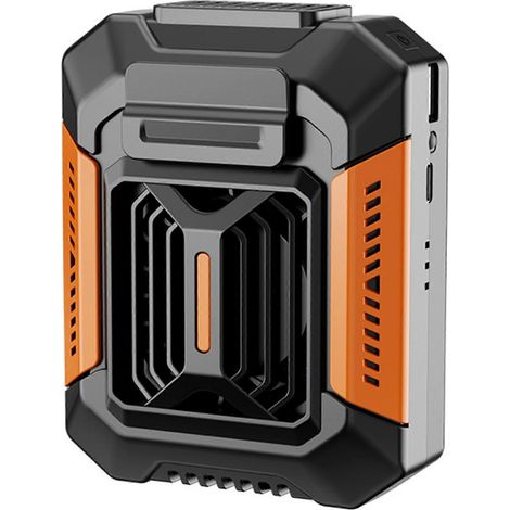 Ventilateur mains libres à pince pour la taille, idéal pour les travaux extérieurs. Rechargeable par USB avec batterie externe intégrée, il offre un rafraîchissement personnel portable pour la constru (1/5)