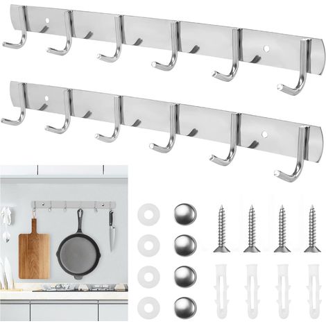 Set di 2 attaccapanni in acciaio inossidabile compatti per cucina, bagno, soggiorno. (1/5)