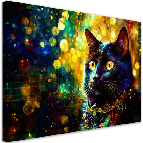 Tableau sur toile Tableau sur toile Chat noir Abstraction 60x40 (1/5)