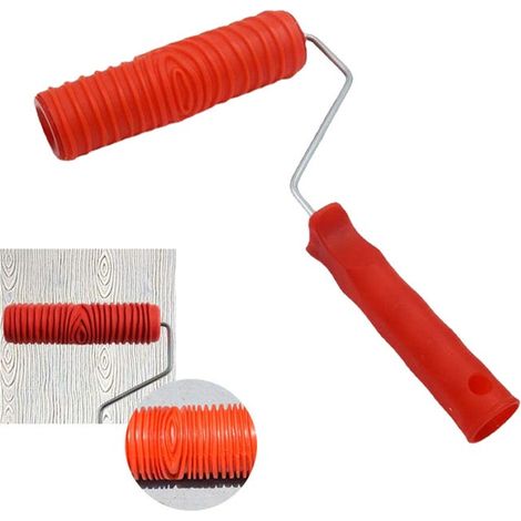 Rullo per pittura effetto legno, strumento per rivestimento effetto legno, rullo per pittura a mattoni 3D con manico, strumento per pittura murale fai da te (1/4)