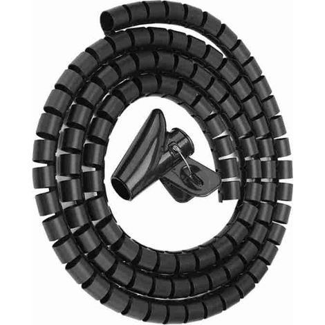 Organizador de cables flexible en espiral, protección y almacenamiento de cables, color plata, 1,5 m x 16 mm (1/5)