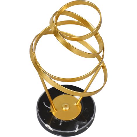 Sculpture Géométrique Tourbillonnante en Métal Doré Élégante, Grande Taille, Base Ronde Noire, Décor Moderne pour Bureau, Salon, Bibliothèque, Café (1/5)