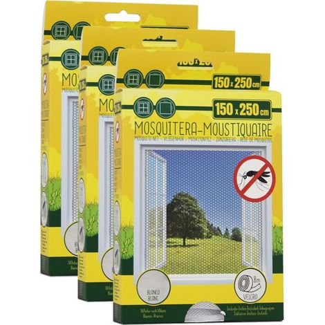Lot de 3 Moustiquaire de Fenêtre 150 x 250 cm avec Fixation auto-agrippante, protection contre moustiques, mouches et araignées (1/5)