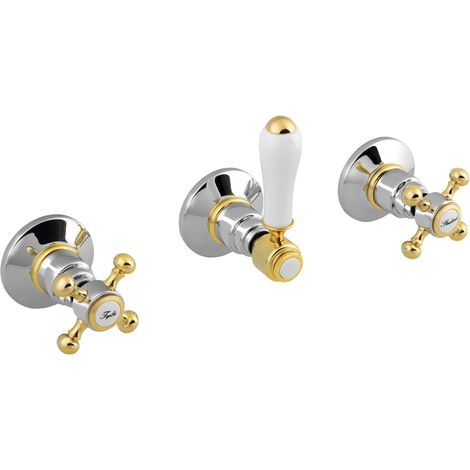 Sapho Reitano Rubinetteria Antea - Unterputzarmatur, für 2 Verbraucher, Chrom/Gold SET305-102 (1/5)