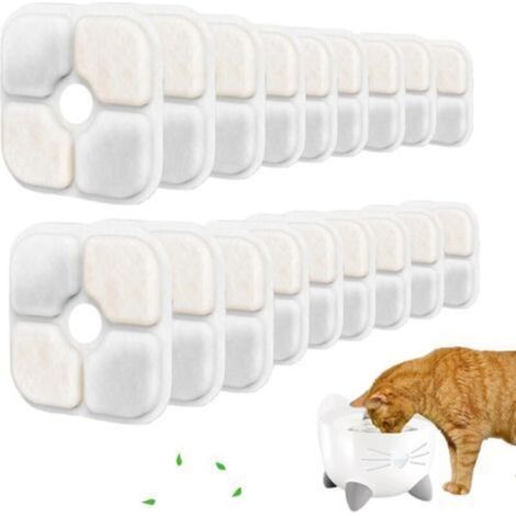 Lot de 20 filtres pour fontaine à eau pour chat compatibles avec la fontaine à boire Catit PIXI, filtre de remplacement pour fontaine pour animaux de compagnie avec système de triple filtration (1/4)