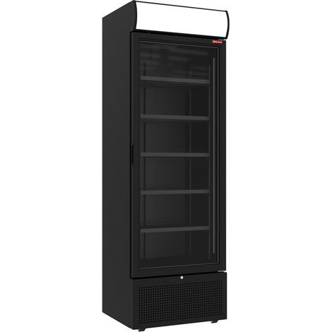 Vitrine ventilée positive 494 litres NOIRE avec caisson lumineux - Diamond